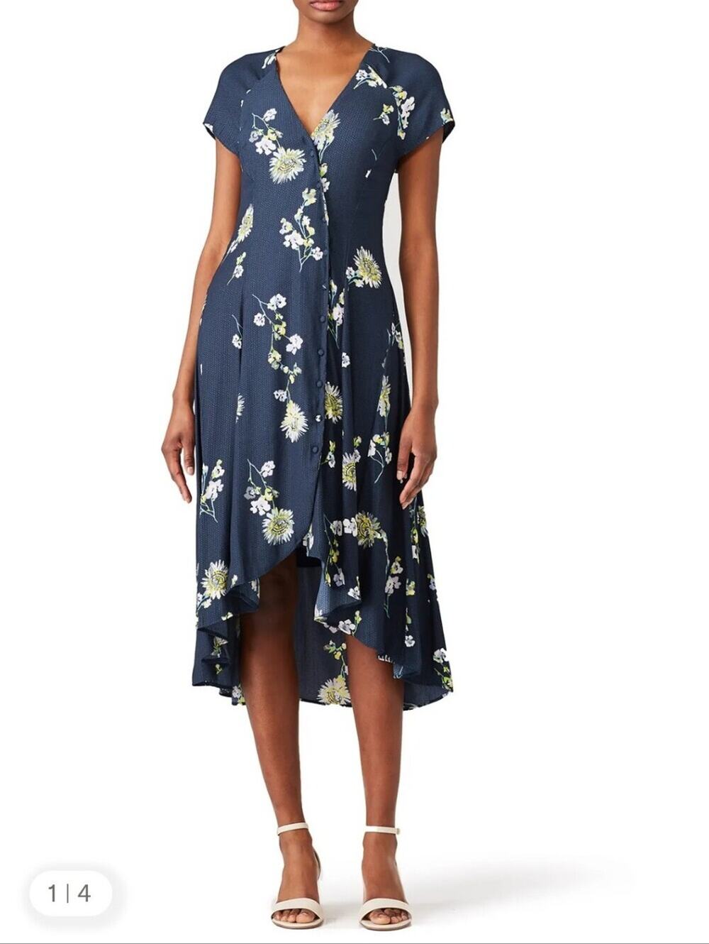 Free People Lost In You Floral Boho Button Down Summer Midi Dress Size Large